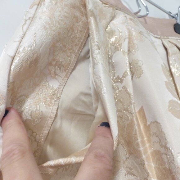 LE CHATEAU Cream and gold jacquard floral A-line skirt - Picture 6 of 10